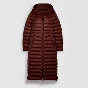 Coach Long Down Coat With Hood Burgundy